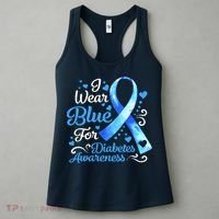 In November We Wear Blue Ribbon Diabetes Awareness Month Women's Tank Top thumb 3