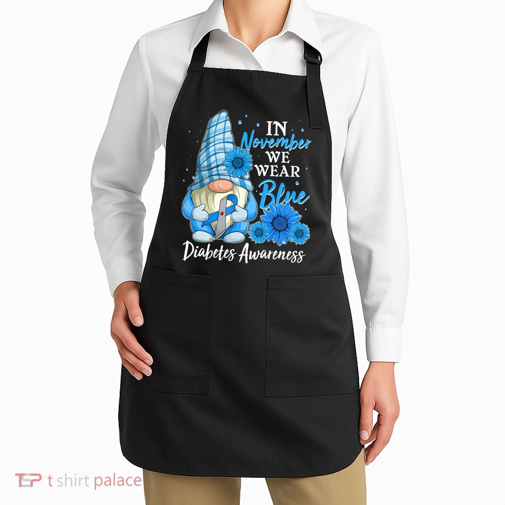 In November We Wear Blue Diabetes Awareness Blue Gnome Apron