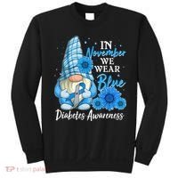 In November We Wear Blue Diabetes Awareness Blue Gnome Sweatshirt thumb 0