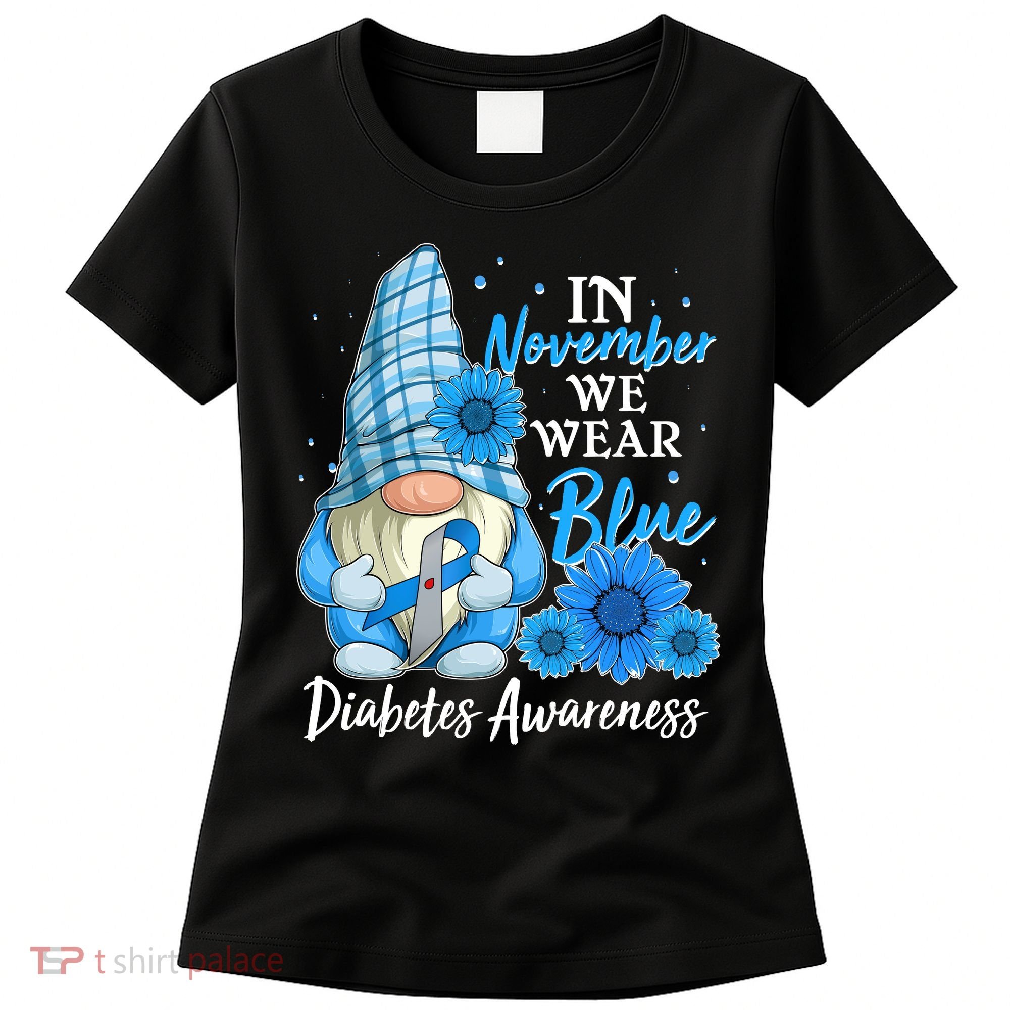 In November We Wear Blue Diabetes Awareness Blue Gnome Women's T-Shirt