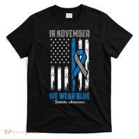 In November We Wear Blue USA Flag Diabetes Awareness Month T-Shirt thumb 0