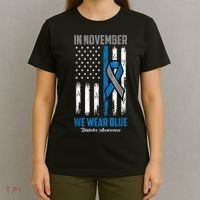 In November We Wear Blue USA Flag Diabetes Awareness Month T-Shirt thumb 4