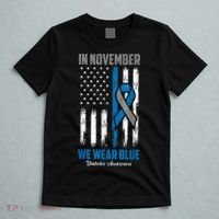 In November We Wear Blue USA Flag Diabetes Awareness Month T-Shirt thumb 5