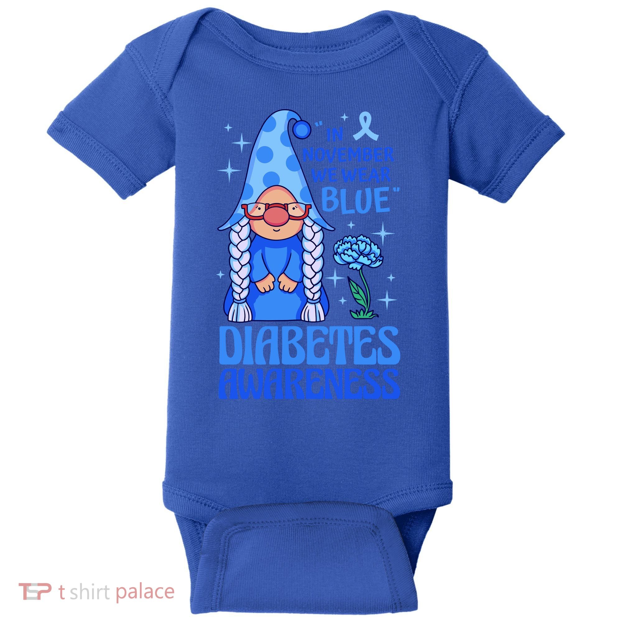 In November We Wear Blue For Diabetes Awareness Baby Bodysuit