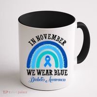 In November We Wear Blue Diabetes Awareness Rainbow Coffee Mug thumb 1