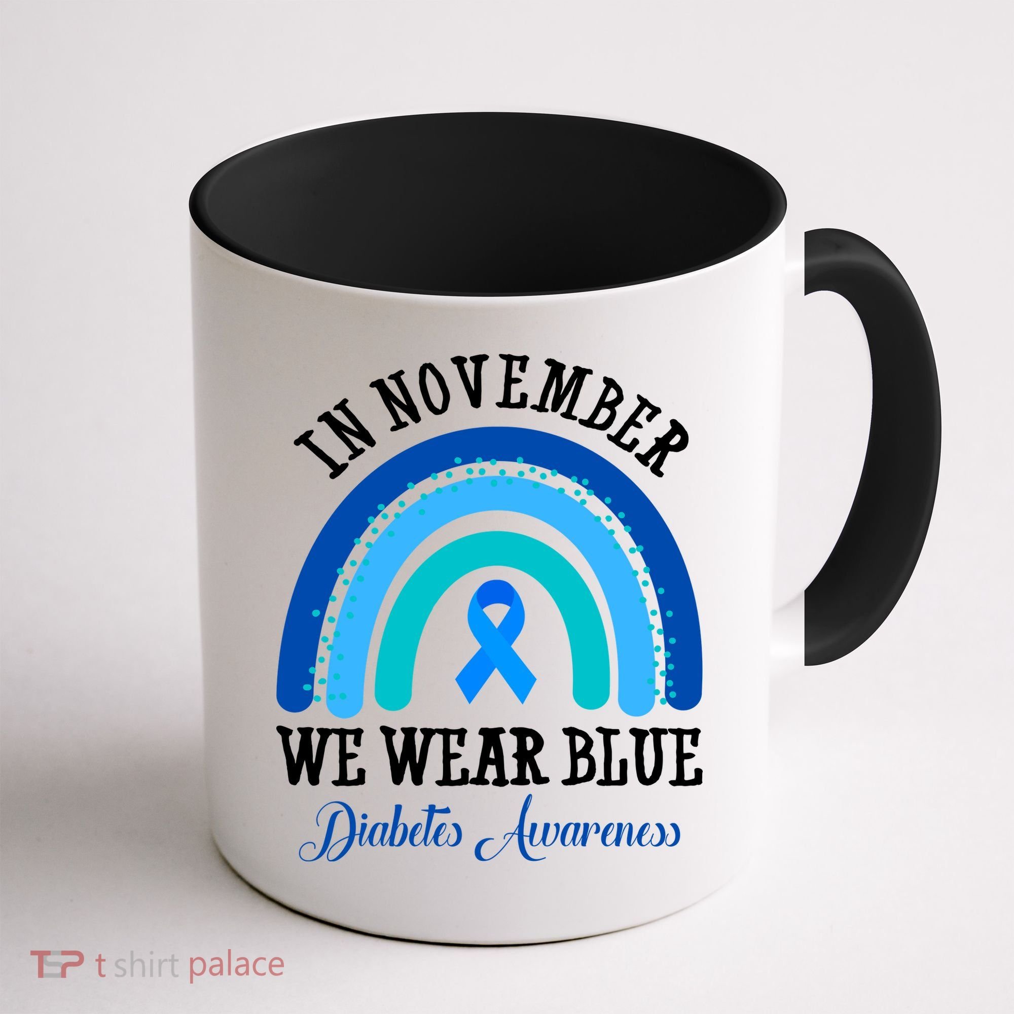 In November We Wear Blue Diabetes Awareness Rainbow Coffee Mug