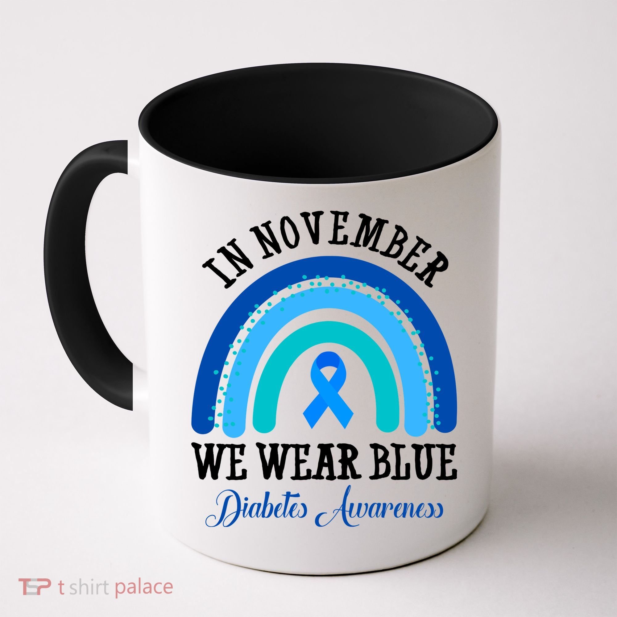 In November We Wear Blue Diabetes Awareness Rainbow Coffee Mug