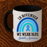 In November We Wear Blue Diabetes Awareness Rainbow Coffee Mug thumb 2