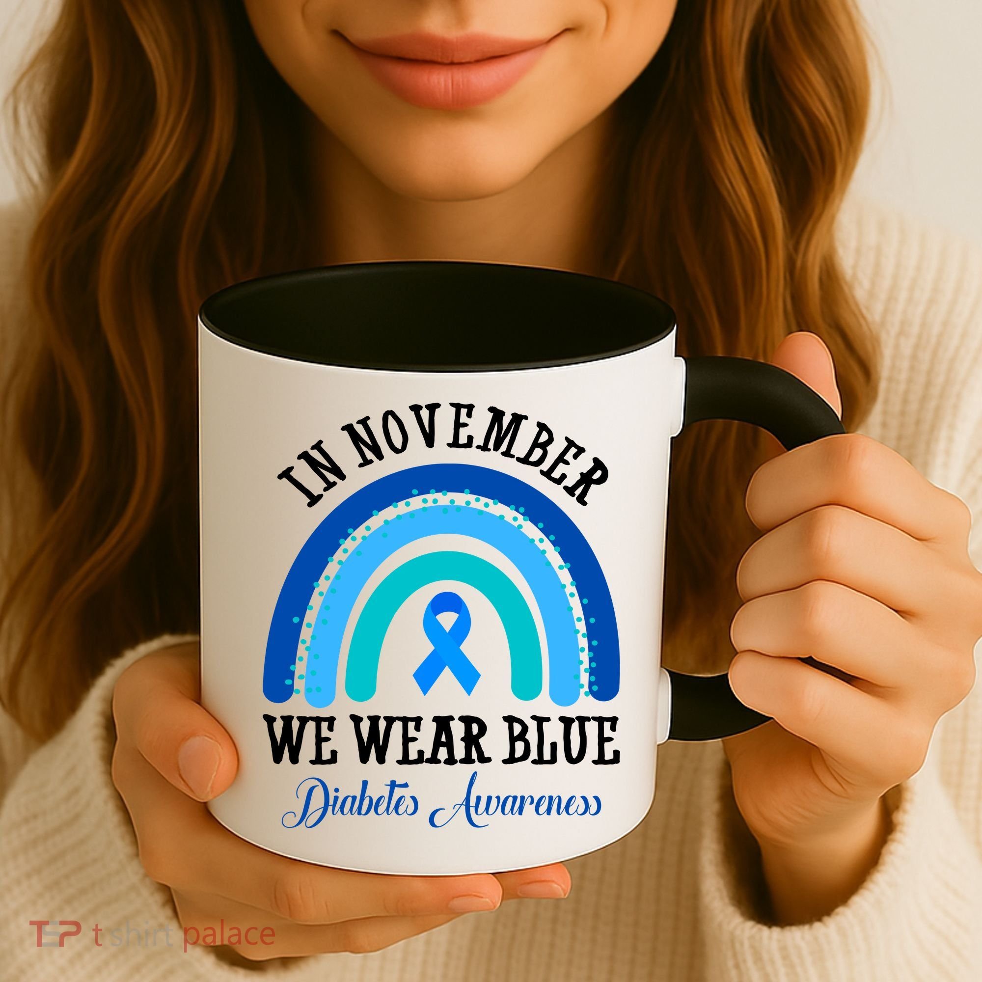 In November We Wear Blue Diabetes Awareness Rainbow Coffee Mug