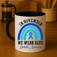 In November We Wear Blue Diabetes Awareness Rainbow Coffee Mug thumb 4