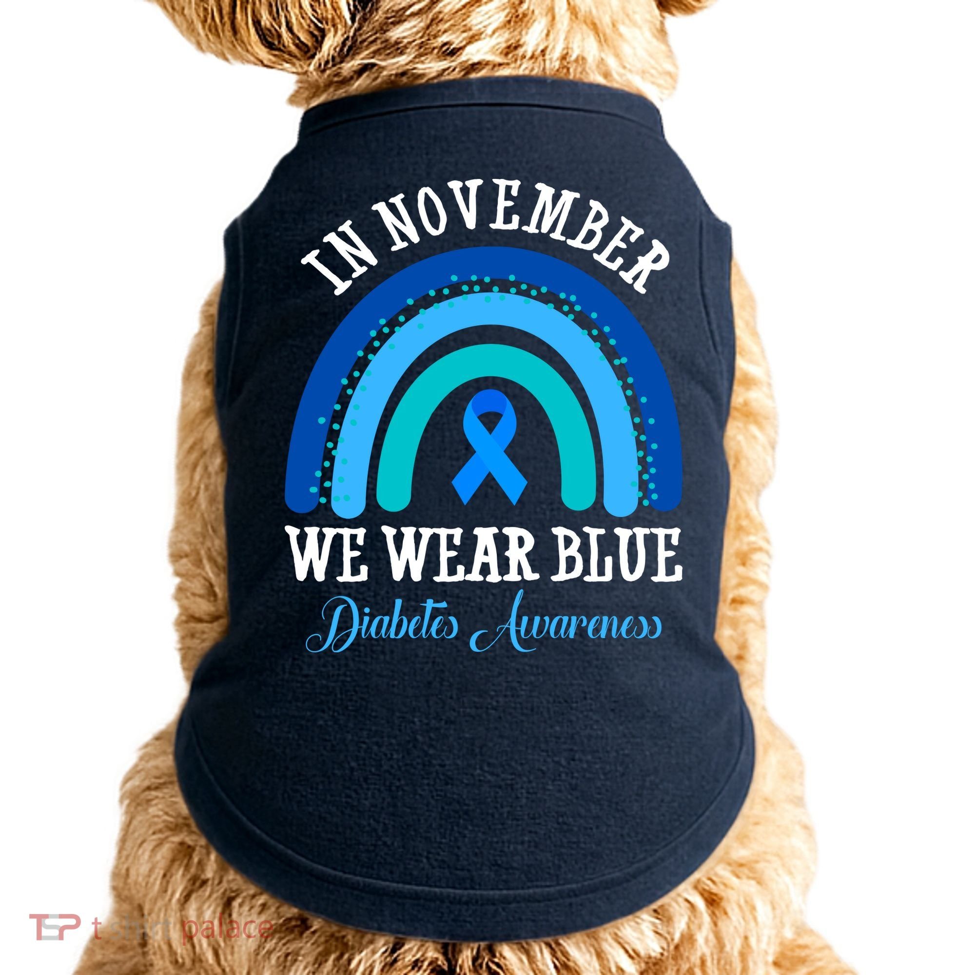 In November We Wear Blue Diabetes Awareness Rainbow Doggie Tank