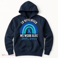 In November We Wear Blue Diabetes Awareness Rainbow Hoodie thumb 0