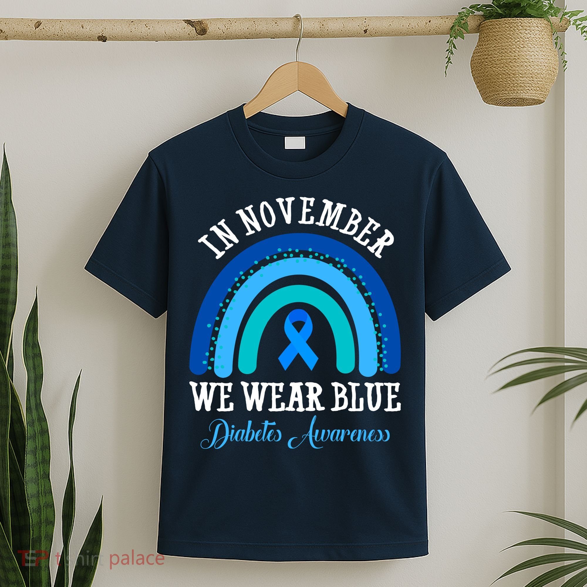 In November We Wear Blue Diabetes Awareness Rainbow T-Shirt