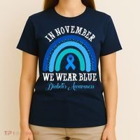 In November We Wear Blue Diabetes Awareness Rainbow T-Shirt thumb 4