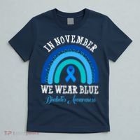 In November We Wear Blue Diabetes Awareness Rainbow T-Shirt thumb 5