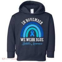 In November We Wear Blue Diabetes Awareness Rainbow Toddler Hoodie thumb 0