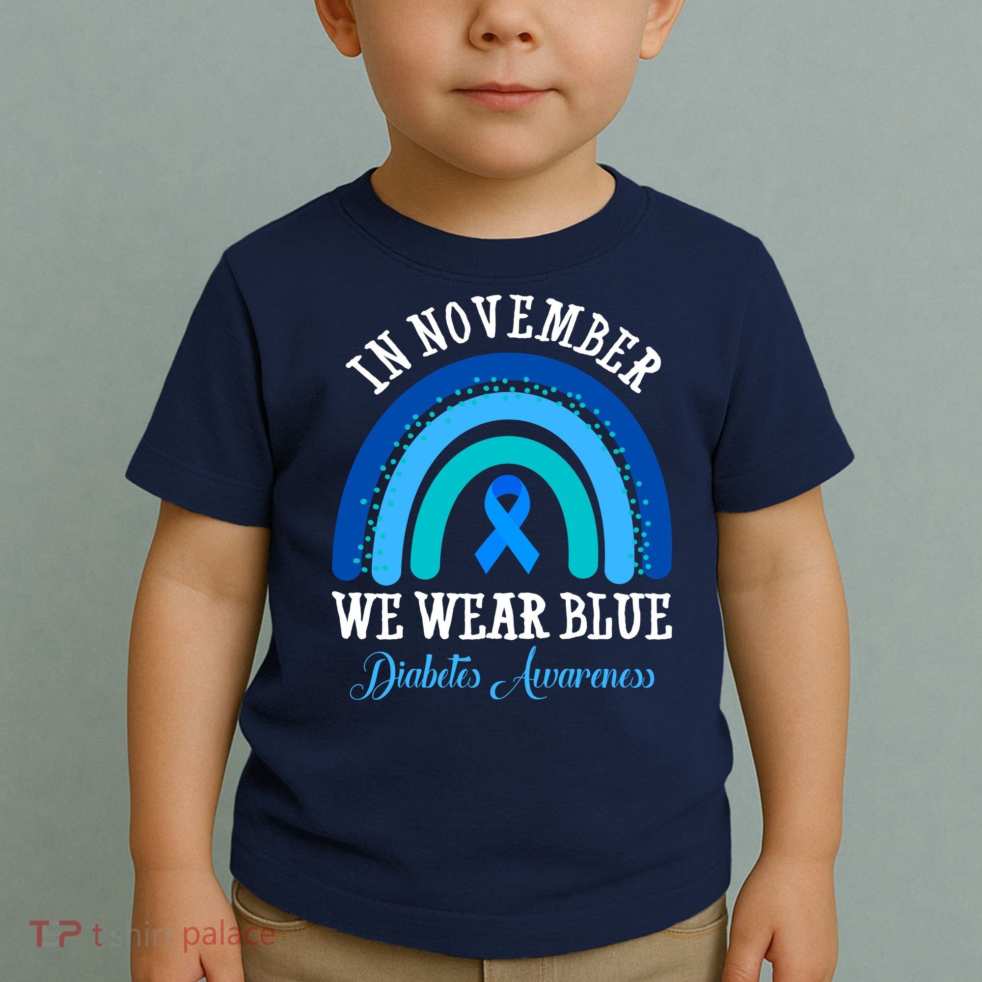 In November We Wear Blue Diabetes Awareness Rainbow Toddler T-Shirt
