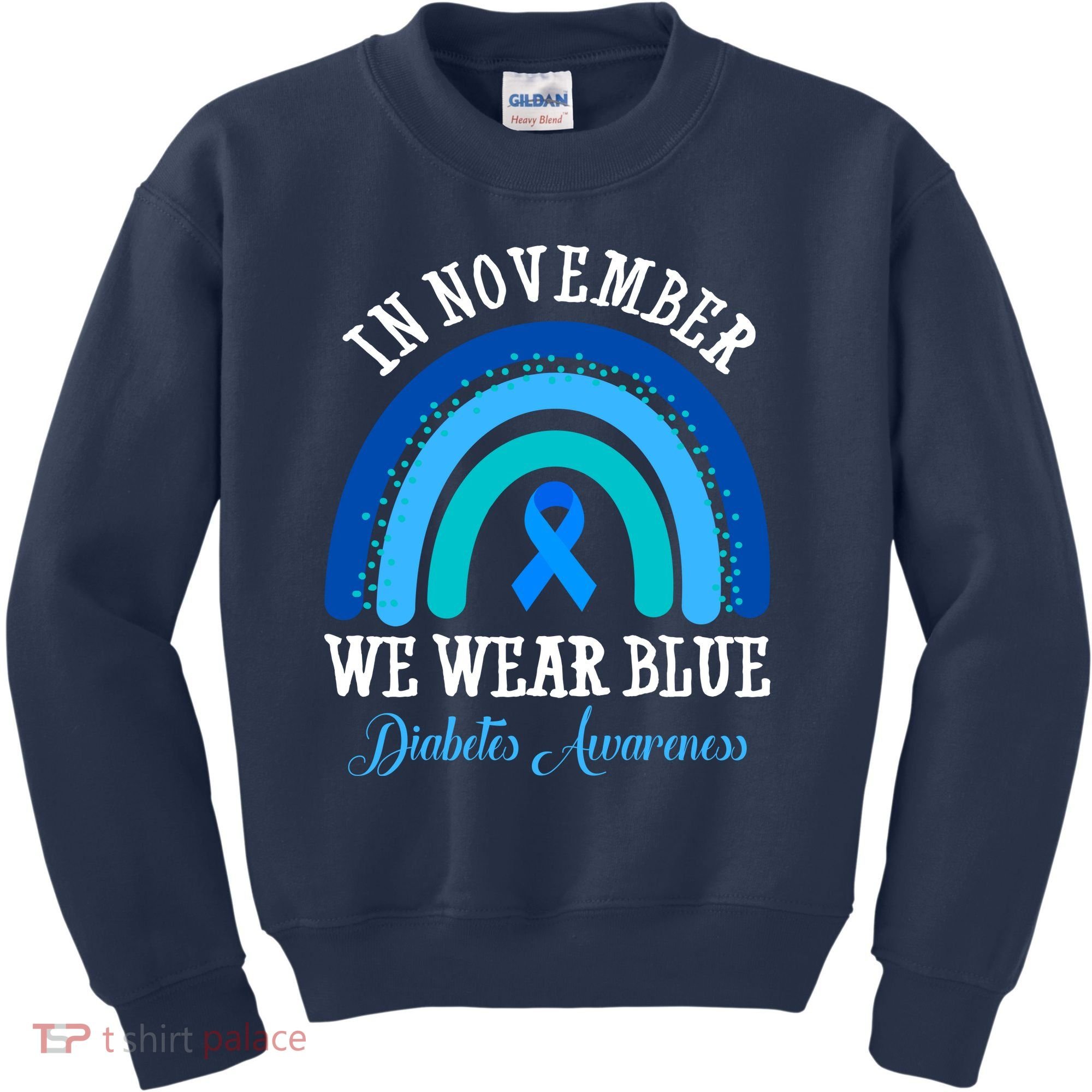 In November We Wear Blue Diabetes Awareness Rainbow Kids Sweatshirt