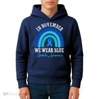 In November We Wear Blue Diabetes Awareness Rainbow Kids Hoodie thumb 4