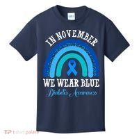 In November We Wear Blue Diabetes Awareness Rainbow Kids T-Shirt thumb 0