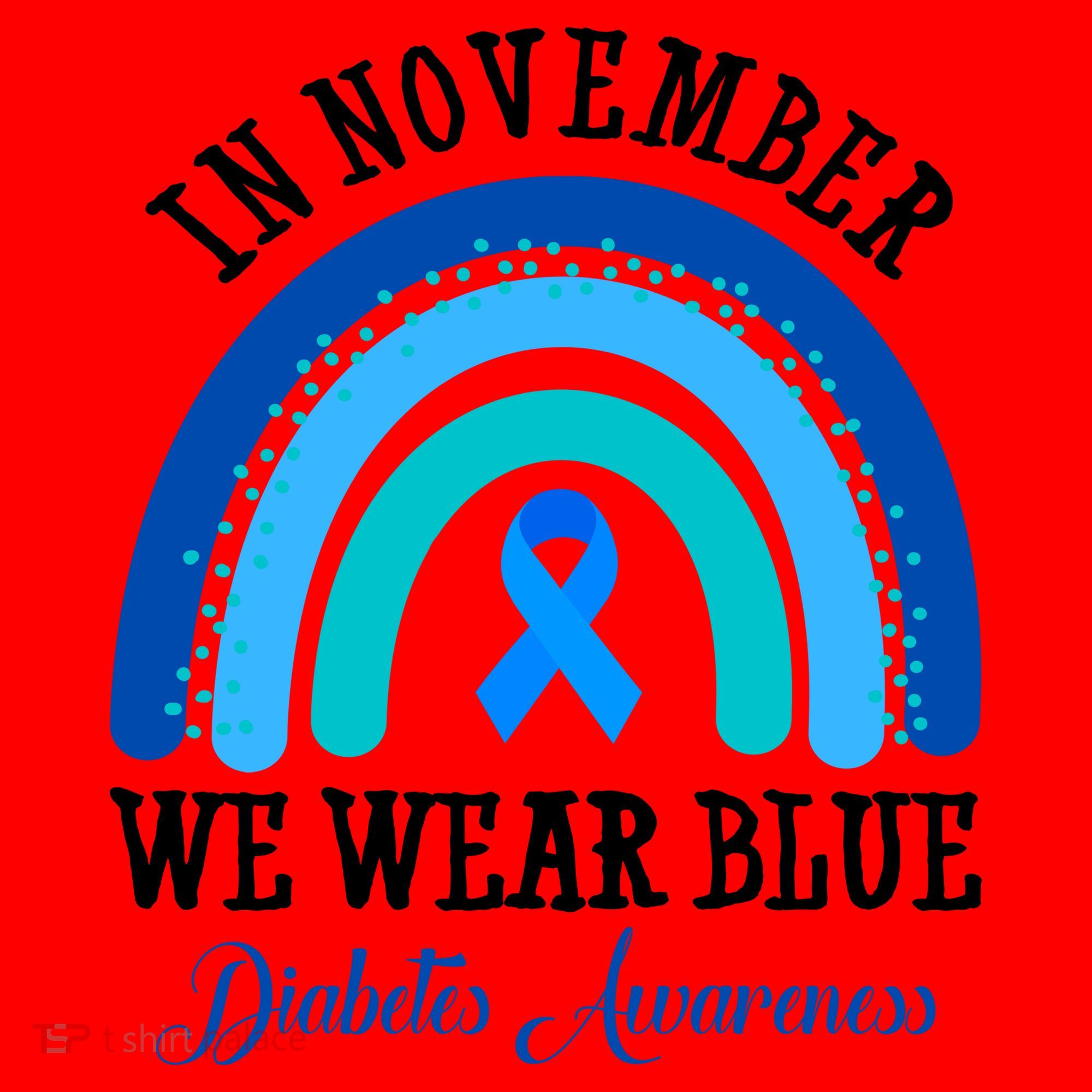 In November We Wear Blue Diabetes Awareness Rainbow Santa Hat