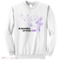In November We Wear Violet Alzheimer Awareness Sweatshirt thumb 0