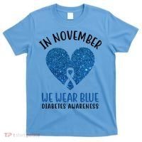 In November We Wear Blue Diabetes Awareness Heart Ribbon T-Shirt thumb 0