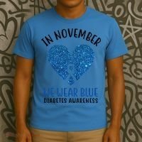 In November We Wear Blue Diabetes Awareness Heart Ribbon T-Shirt thumb 3