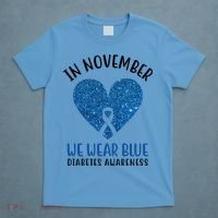 In November We Wear Blue Diabetes Awareness Heart Ribbon T-Shirt thumb 4