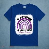 In November We Wear Purple Epilepsy Awareness Month Rainbow T-Shirt thumb 5