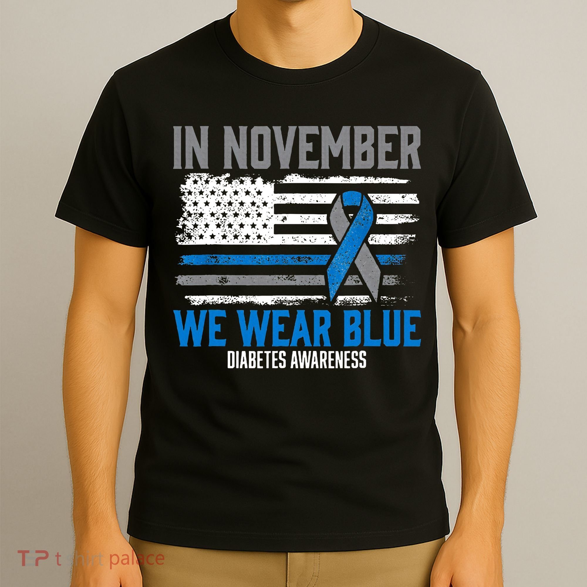 In November We Wear Blue T1D T2D Diabetic Diabetes Awareness T-Shirt