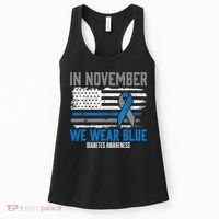 In November We Wear Blue T1D T2D Diabetic Diabetes Awareness Women's Tank Top thumb 0