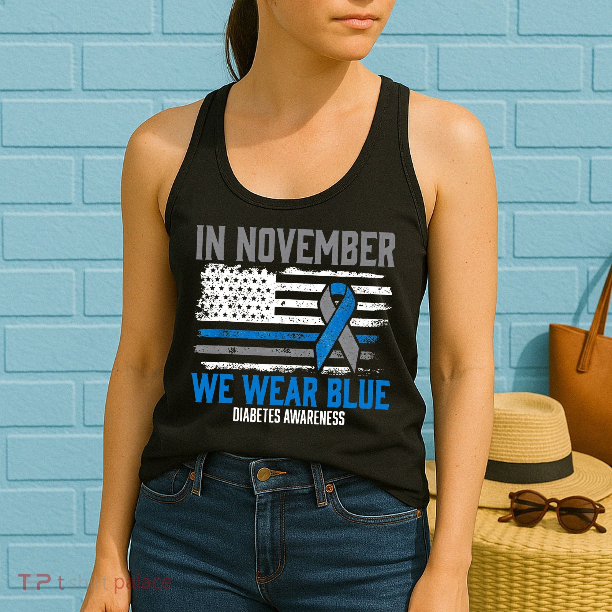 In November We Wear Blue T1D T2D Diabetic Diabetes Awareness Women's Tank Top