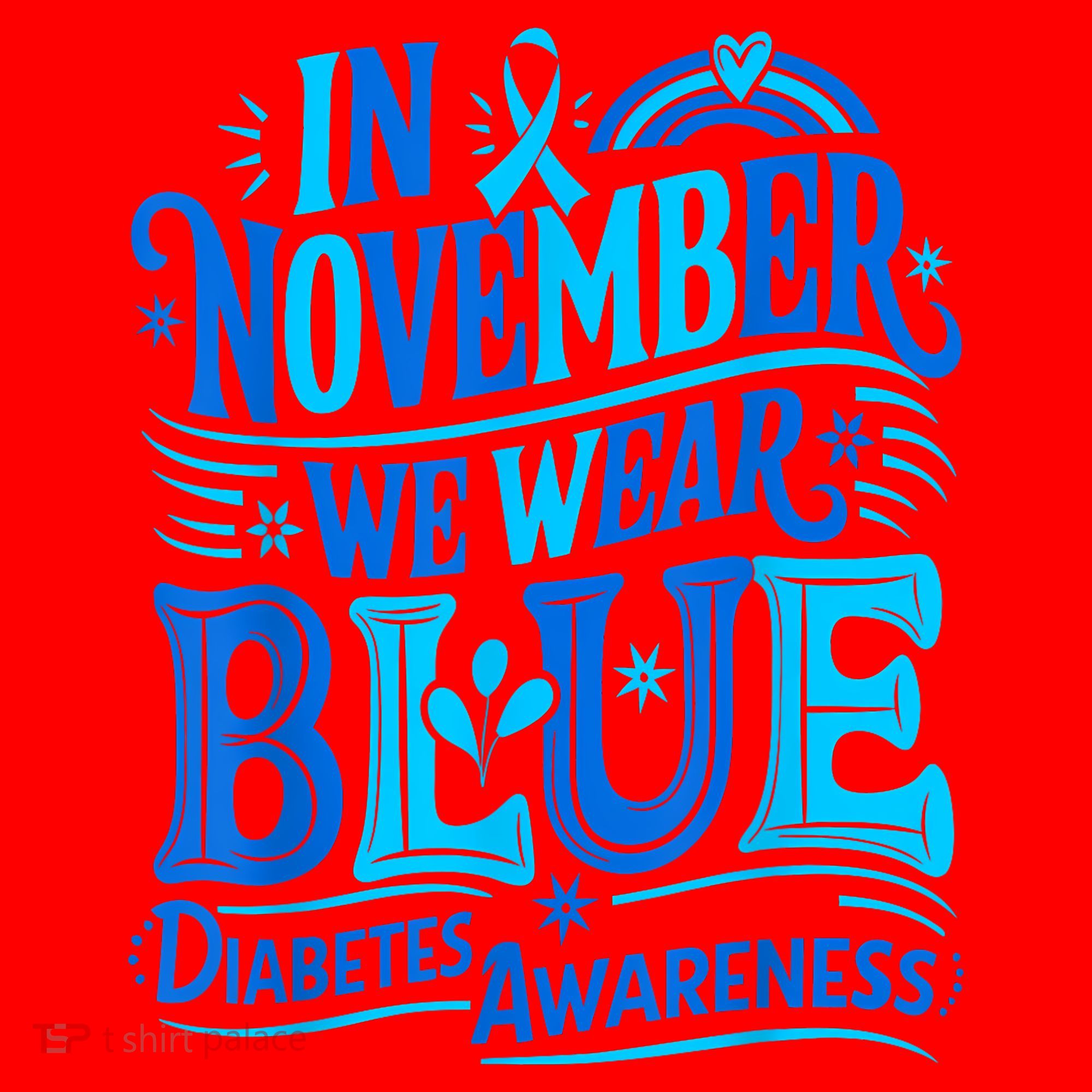 In November We Wear Blue Diabetes Awareness Santa Hat