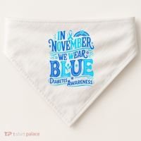 In November We Wear Blue Diabetes Awareness USA-Made Doggie Bandana thumb 0