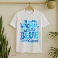 In November We Wear Blue Diabetes Awareness T-Shirt thumb 2
