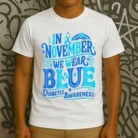 In November We Wear Blue Diabetes Awareness T-Shirt thumb 3