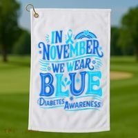 In November We Wear Blue Diabetes Awareness Golf Towel thumb 1