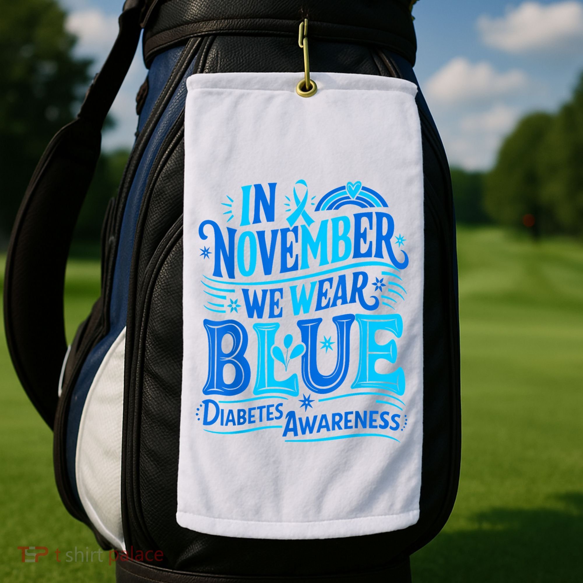 In November We Wear Blue Diabetes Awareness Golf Towel