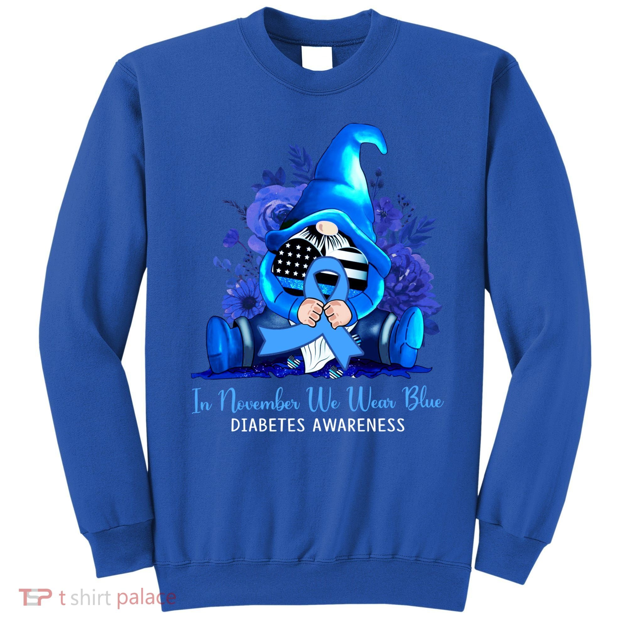 In November We Wear Blue Gnomes Diabetes Awareness Survivors Gift Sweatshirt