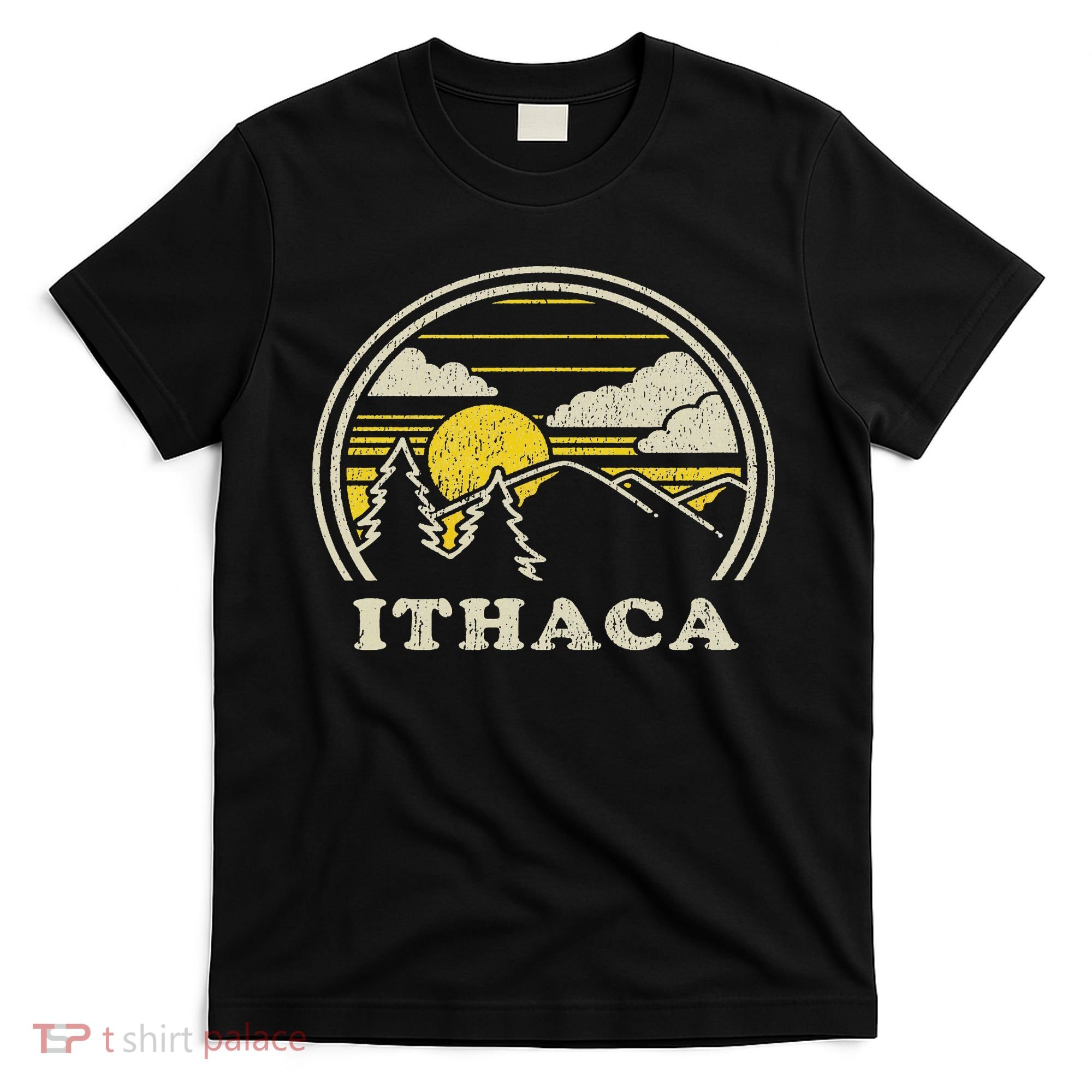Ithaca New York Ny Vintage Hiking Mountains T-Shirt