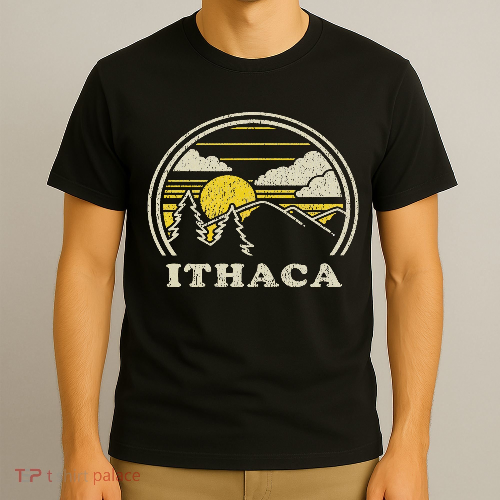 Ithaca New York Ny Vintage Hiking Mountains T-Shirt