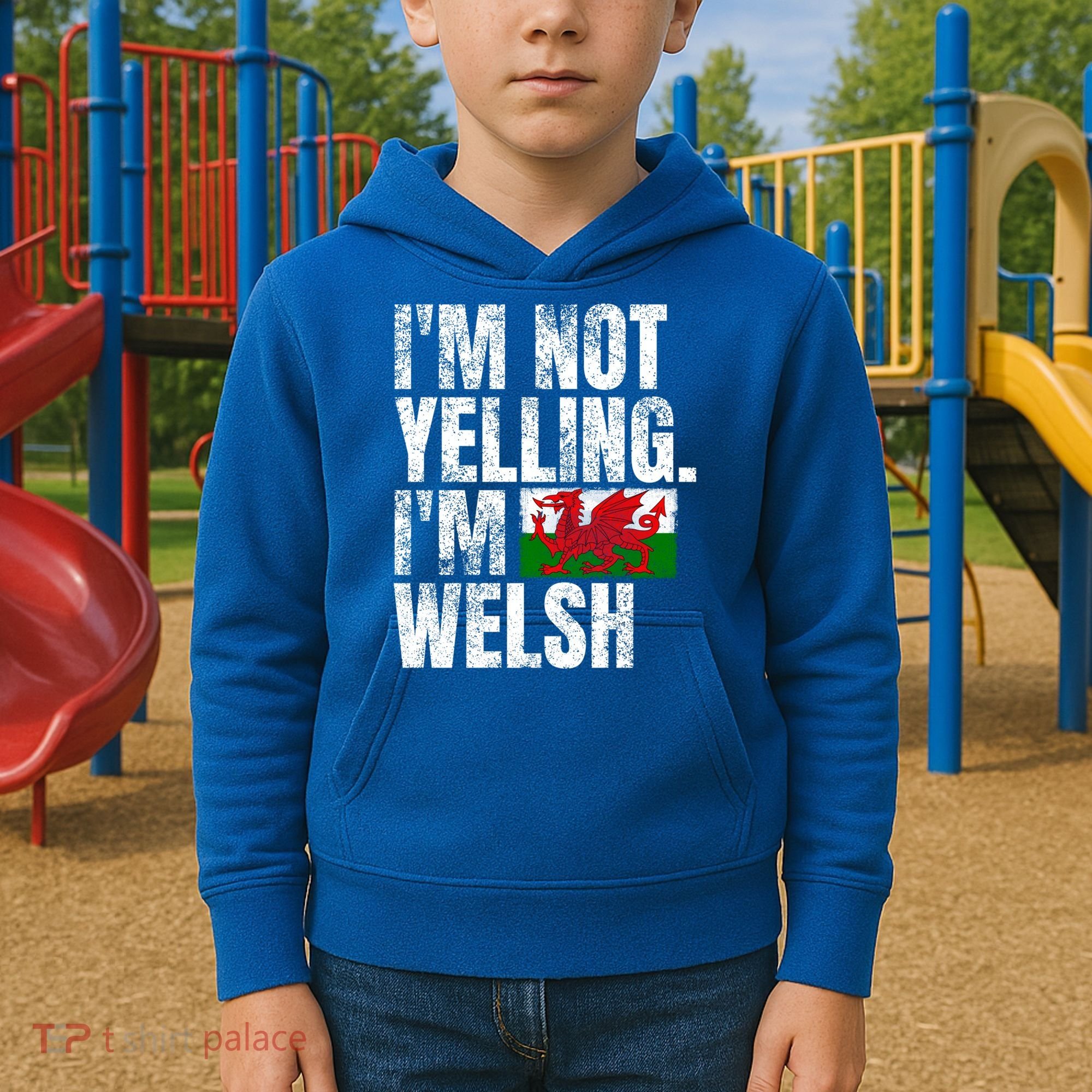 IM Not Yelling IM Welsh Quotes Graphic Funny Wales Gift Kids Hoodie