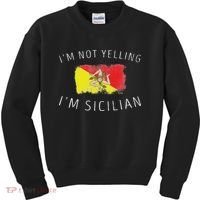 I'm Not Yelling I'm Sicilian Funny Sicily Pride Kids Sweatshirt thumb 0