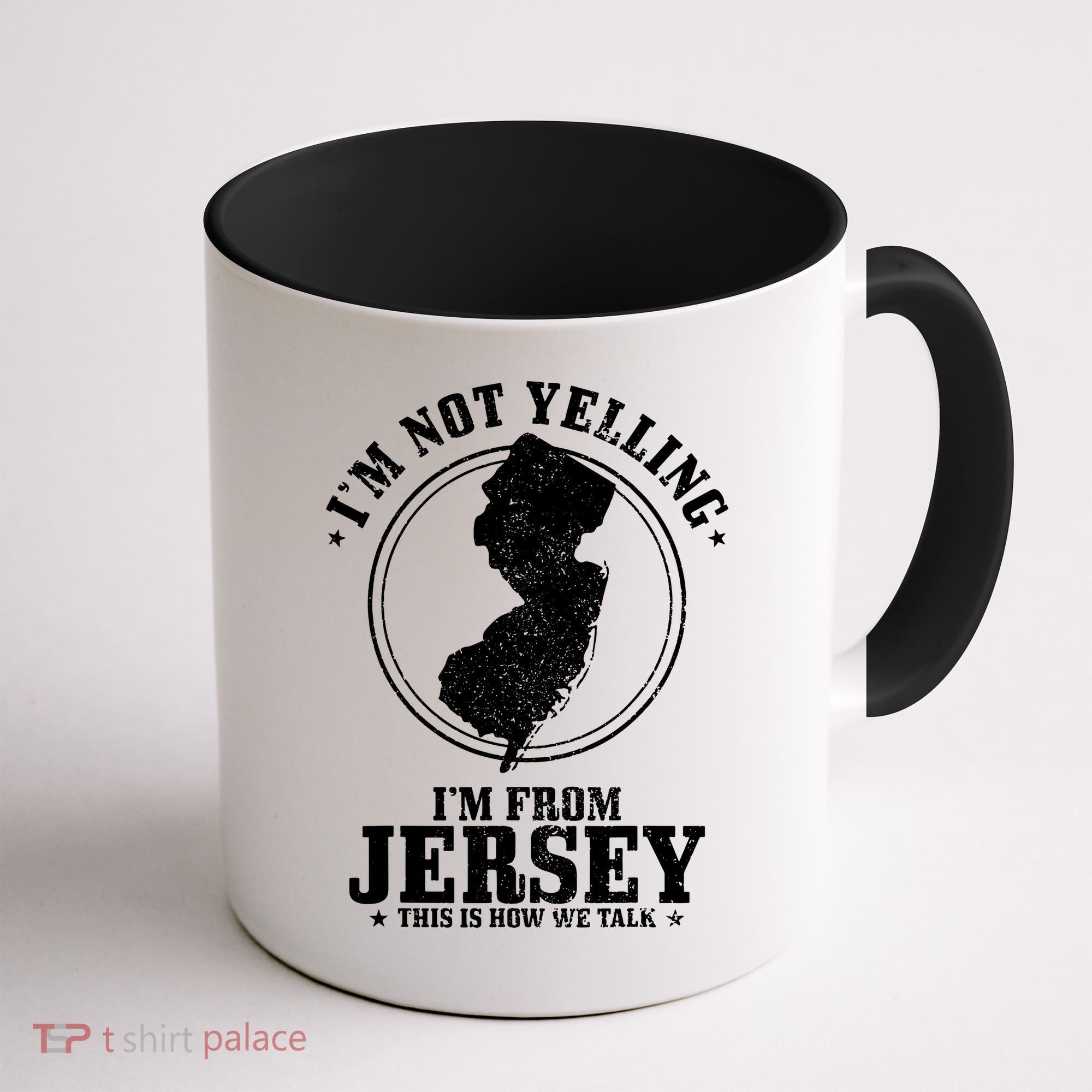 Im Not Yelling Im From New Jersey Funny State Map Pride Coffee Mug