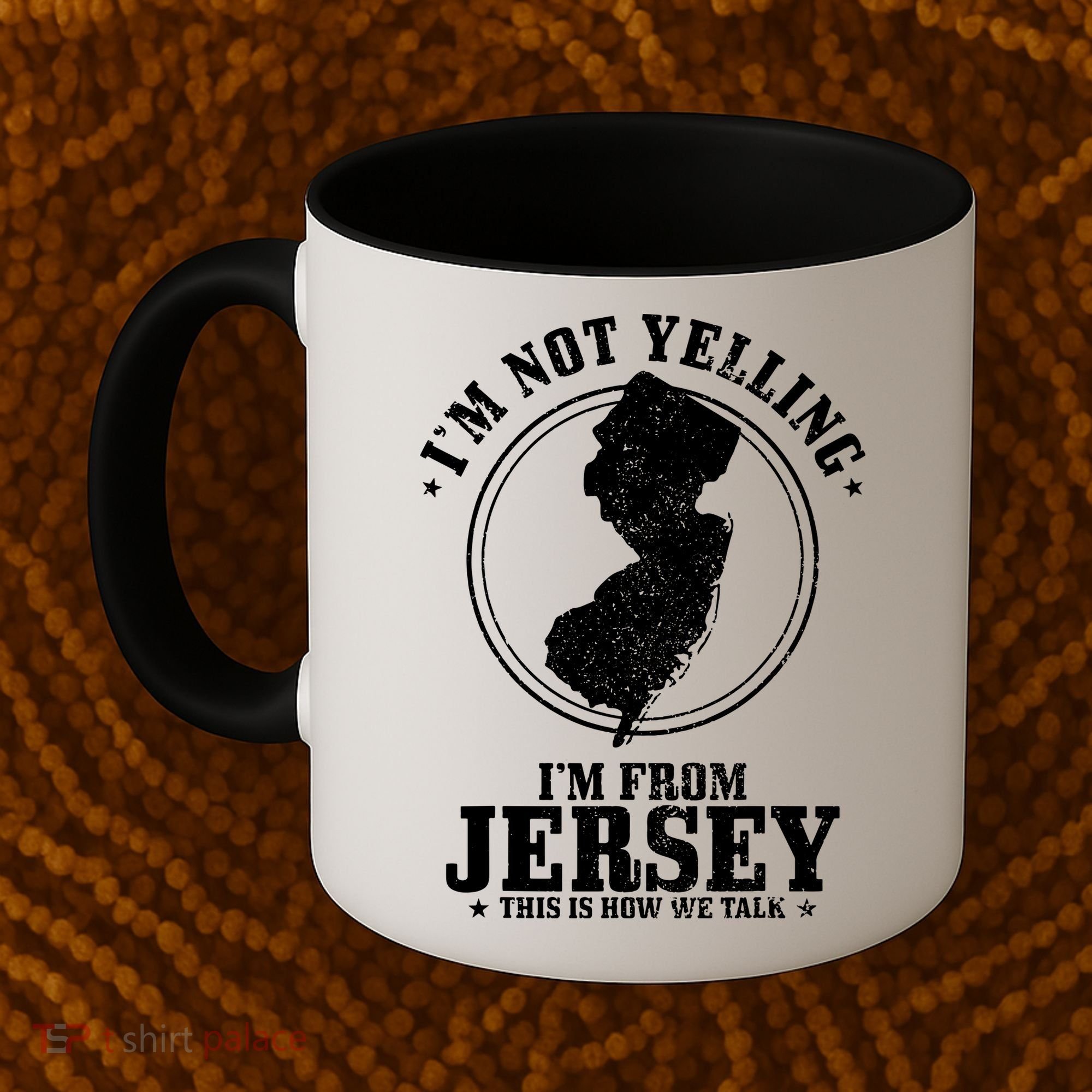 Im Not Yelling Im From New Jersey Funny State Map Pride Coffee Mug