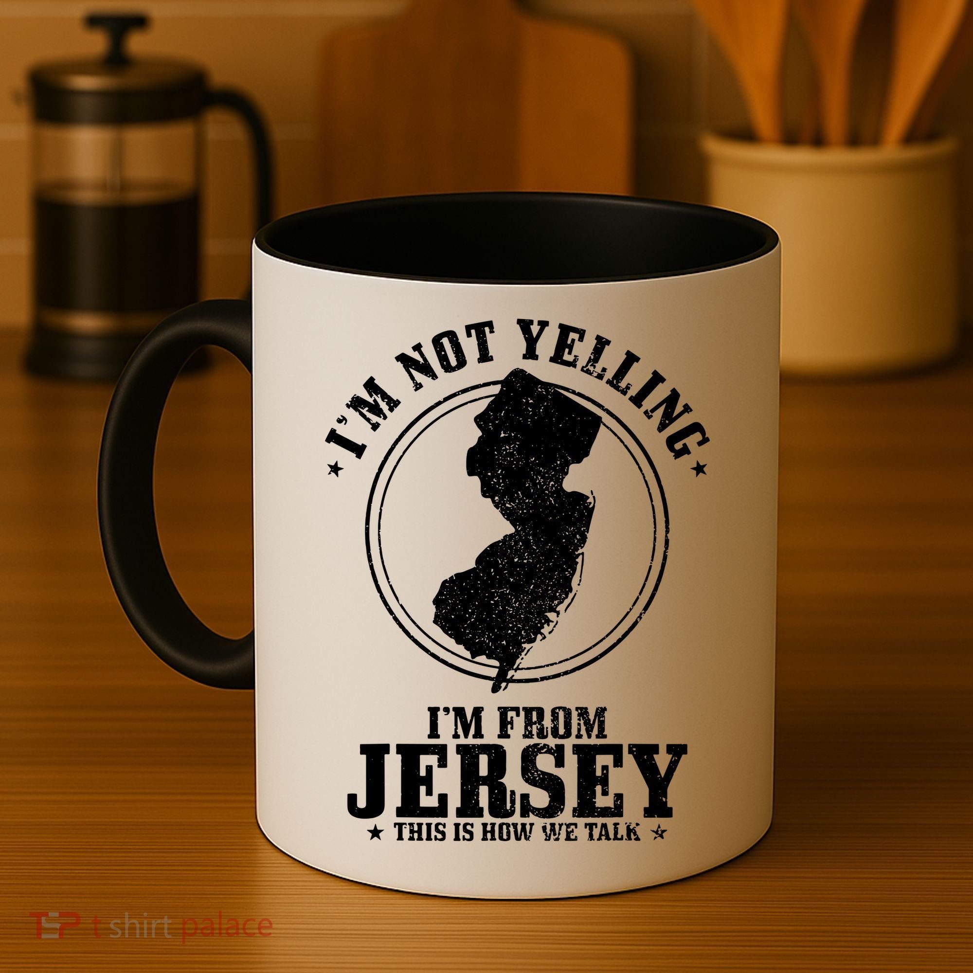 Im Not Yelling Im From New Jersey Funny State Map Pride Coffee Mug