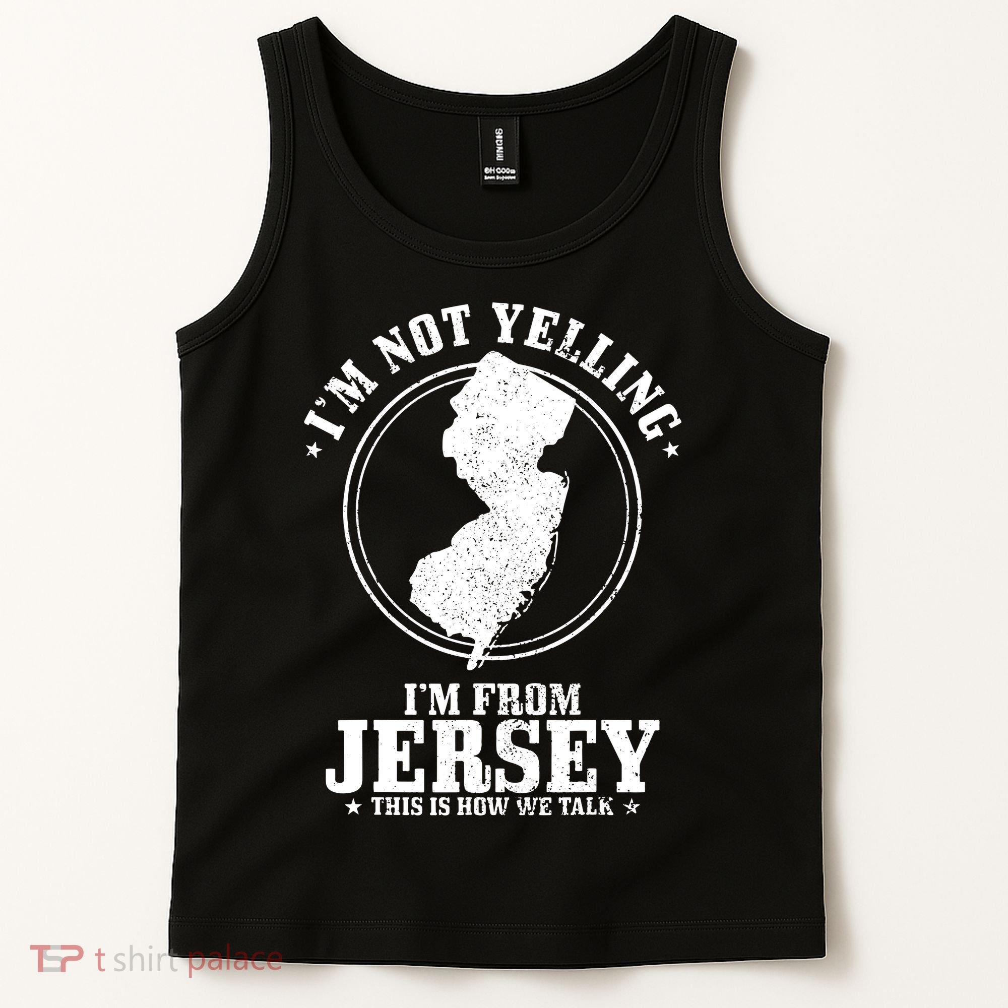 Im Not Yelling Im From New Jersey Funny State Map Pride Tank Top