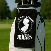 Im Not Yelling Im From New Jersey Funny State Map Pride Golf Towel thumb 2