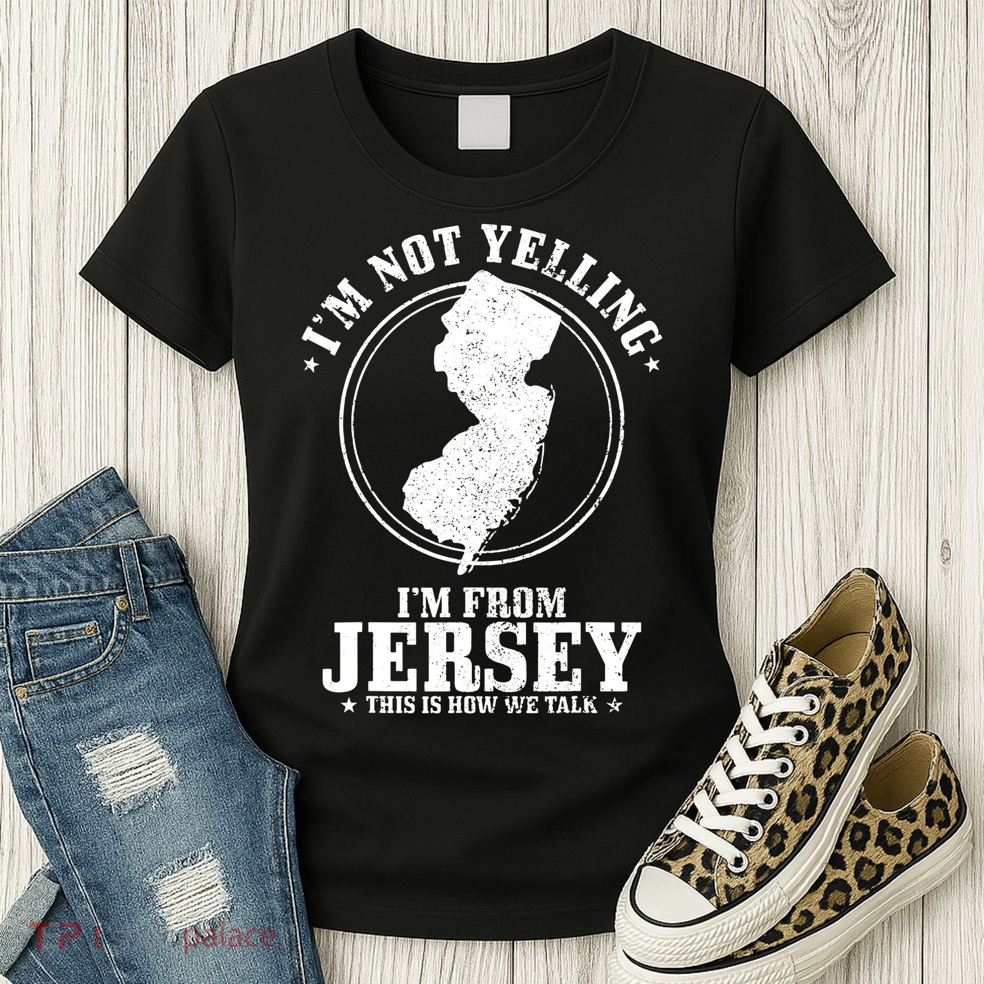 Im Not Yelling Im From New Jersey Funny State Map Pride Women's T-Shirt